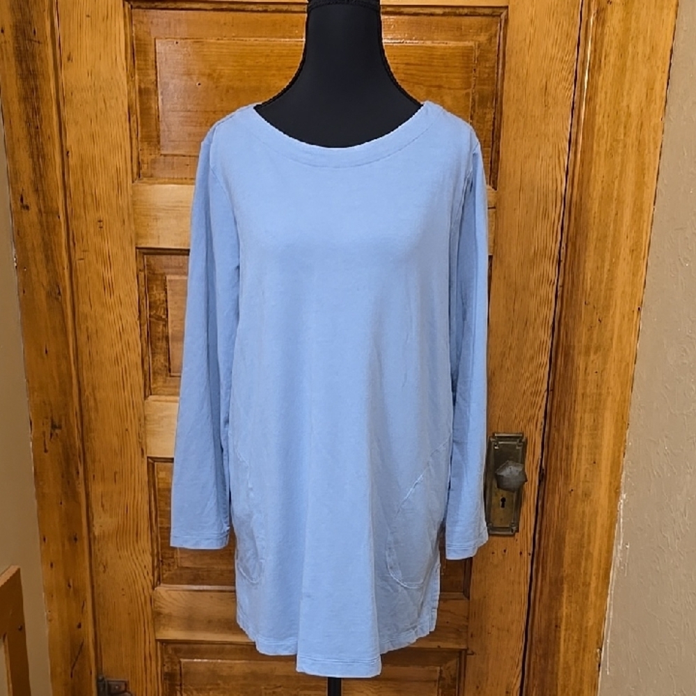 Pure Jill Affinity Blue Long Sleeve French Terry Top LP